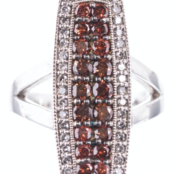 Orange and White Diamond Ring - Picture 2 of 4